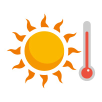 Sun with a thermometer next to it showing a very high temperature