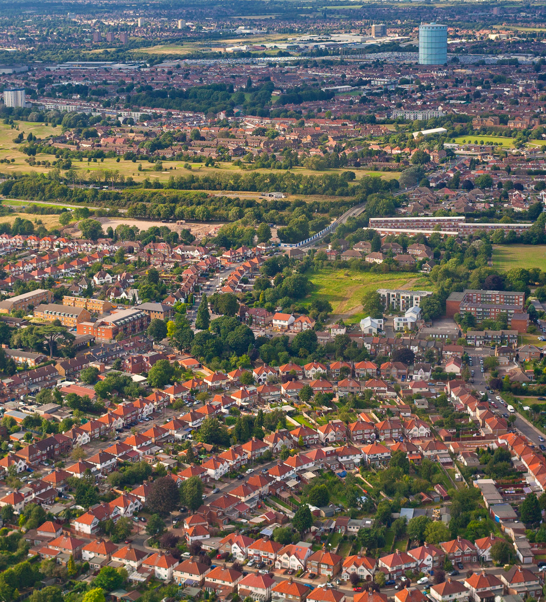 Aerial view of a housing estate