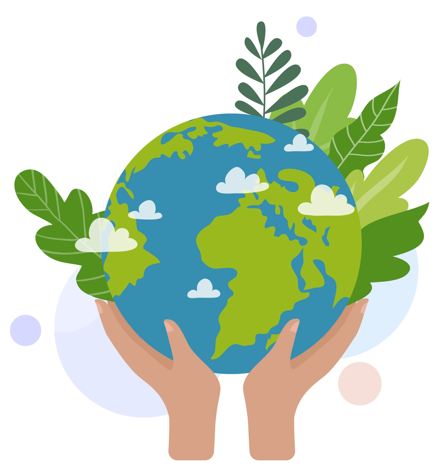 Illustration of Earth being held by a pair of hands